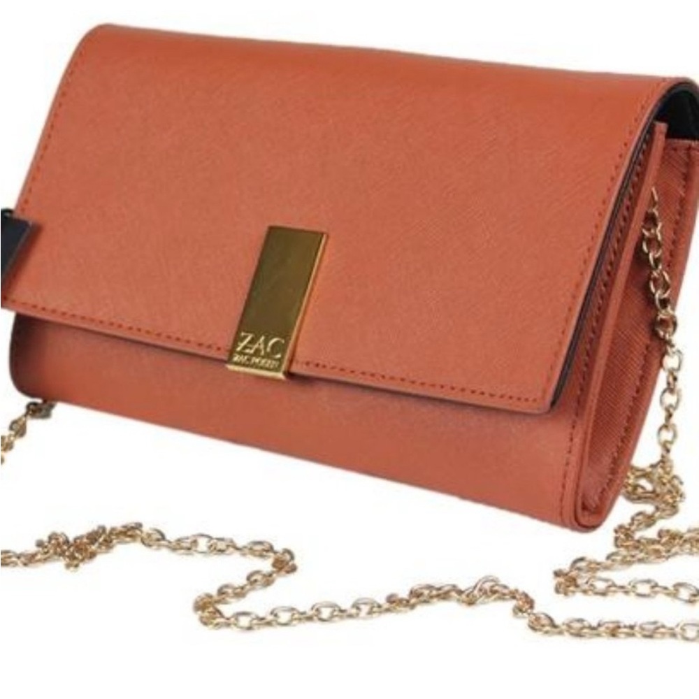 Zac Posen Burnt Orange Leather Crossbody Bag